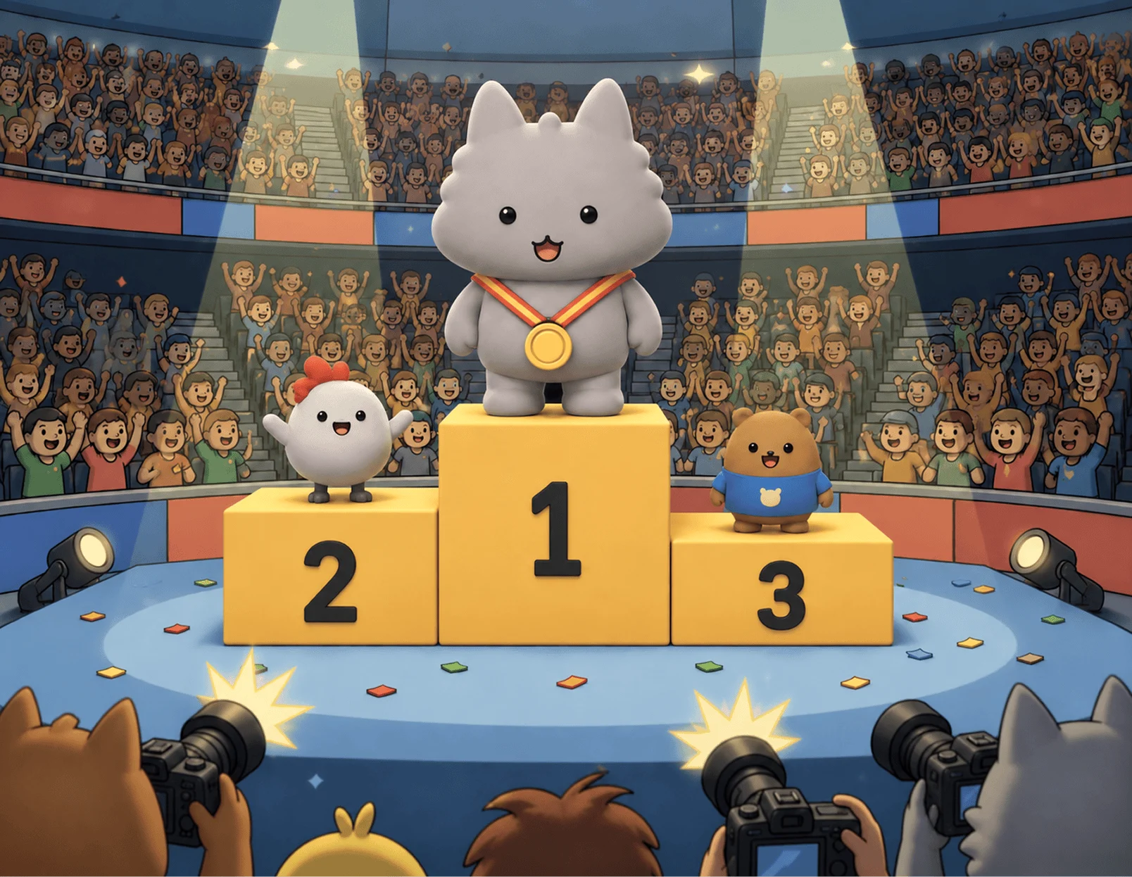 Motey standing on the winners' podium